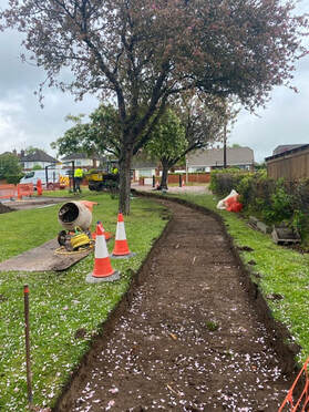 New path being dug out between Wealstone Lane and the Pavilionure